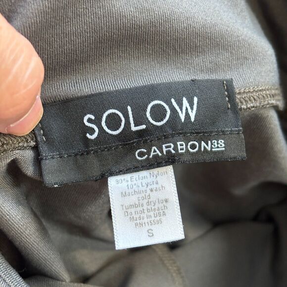 Solow Deconstructed Activewear Set Crop Top (XS) Leggings (S) Gray Green Ripped - Picture 7 of 10